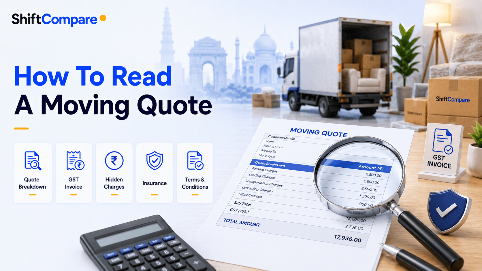 How to read a packers movers quote by packing, labour, transport, GST, insurance and hidden charges